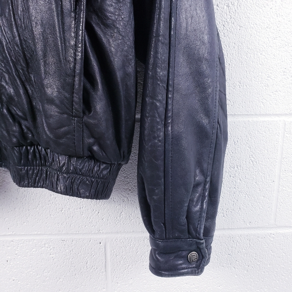 Vintage Robert Comstock Genuine Leather Casual Bomber Jacket Men's Size Large - Picture 5 of 13